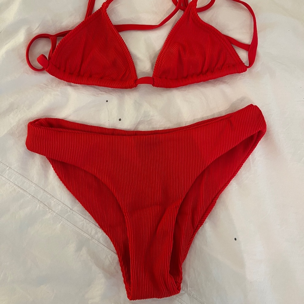 Red triangle bikini